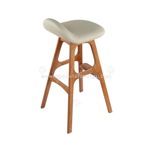 Faux leather and cotton line bar stool